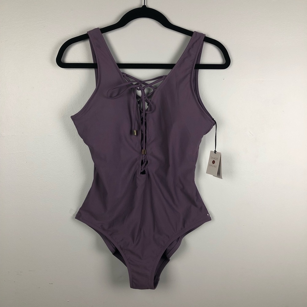 Shape & shore swimsuit one piece lace up size M